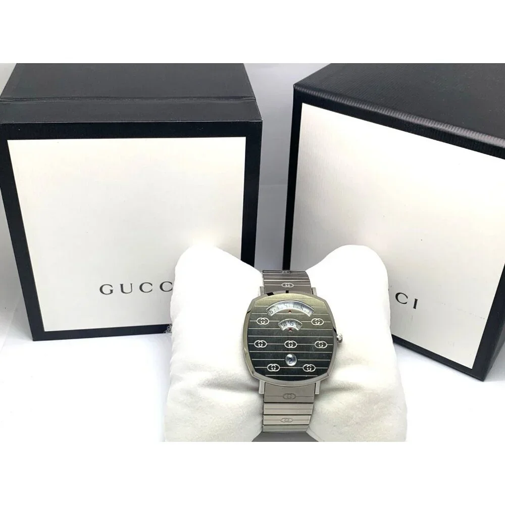 Gucci Unisex Watch YA157410 Swiss Quartz Jump Hour Dial Silver Steel 38mm